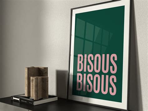 bisous bisous french kiss art print french kisses emerald etsy