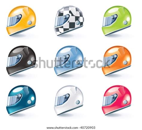Vector Racing Helmets Icons Stock Vector Royalty Free 40720903