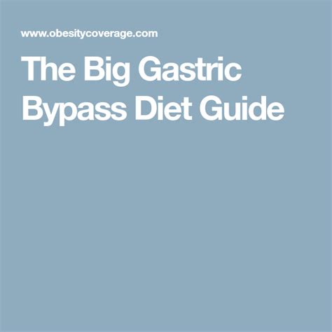 The Big Gastric Bypass Diet Guide Gastric Bypass Diet