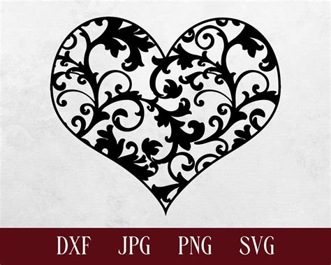 Swirl Heart Svg Valentines Day Png Cut File Etsy