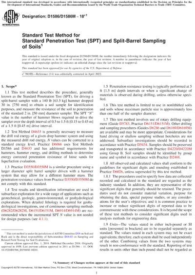 Astm D1586d1586m 18e1 Standard Test Method For Standard Penetration