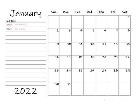 2022 Monthly Calendar Design Template Free Printable Templates