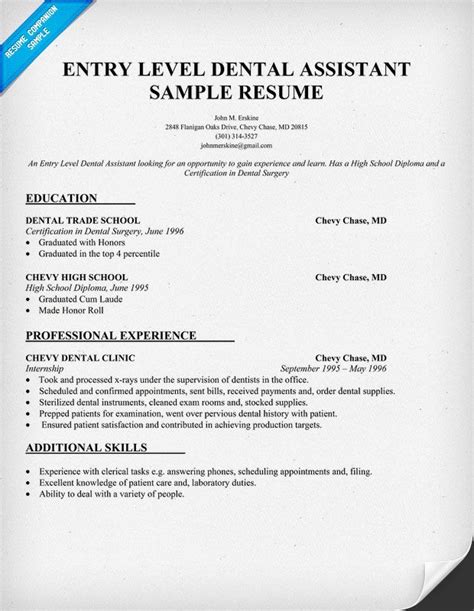 Dental Assistant Resume Examples Skills Coverletterpedia