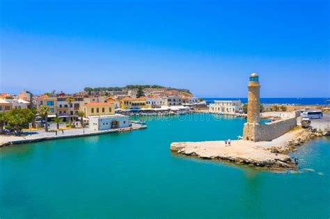 Rethymno City At Crete Island In Greece Aerial View Of The Old