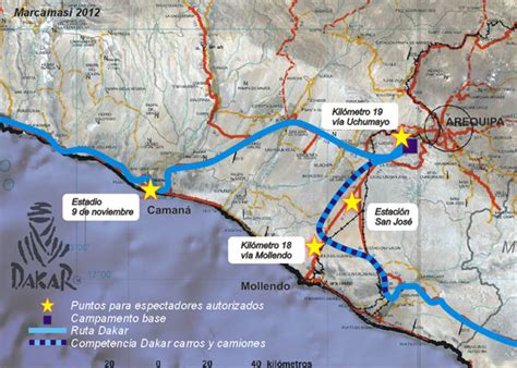 Mapa De Arequipa Con La Ruta Del Dakar 2012 Es Mi Perú