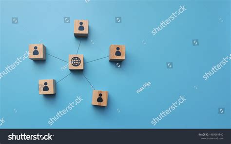 Wooden Cubes Drawings People Internet Signs Stock Photo 1969564840