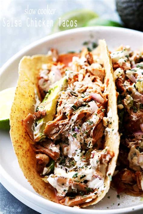 All the recipes i've seen involve dumping a packet of fajita or taco seasoning in with it. Slow Cooker Salsa Chicken Tacos | Easy Chicken Crock Pot ...