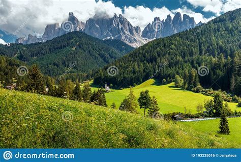 Wonderful Nature Landscape Santa Maddalena The Dolomites Alps Stock