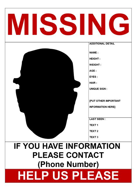 Libreng Help To Find Missing Person Template Word