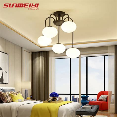 Modern Led Ceiling Lights Glass Lampshade For Bedroom Kitchen Luminaria