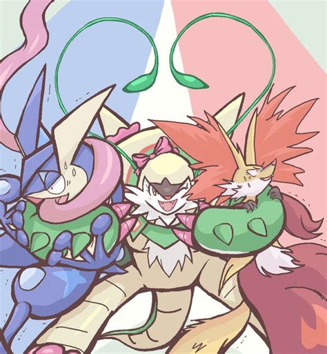 Chesnaught Aw Come On Guys Don T You Like Hugs Delphox And Greninja We Can T Breathe