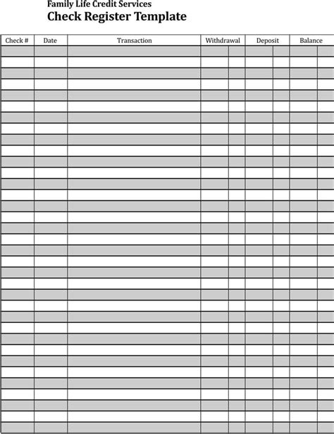 Printable Check Registers