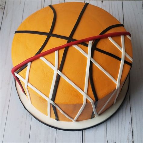 Basketball Cake Made Of Buttercream With Fondant Details Nextdoordesserts Basketball