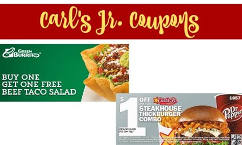 Get free carls jr coupons coupon codes, deals, promo codes and gifts in november 2020. Carl's Jr. Coupon | BOGO Taco Salad + $1 Off Burger ...