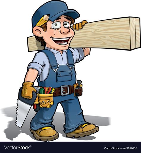 Handyman Carpenter Blue Royalty Free Vector Image Cartoon
