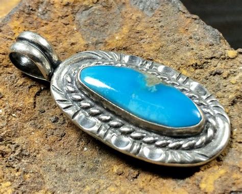 Bisbee Mine Turquoise From Arizona Set In Sterling Silver Etsy