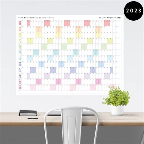 2023 Calendar Monthly Planner Large A3 Size Watercolour Images And