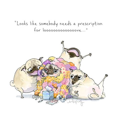 Inkpug Sick Puggy Pug Illustration Pug Cartoon Funny Animals Cute