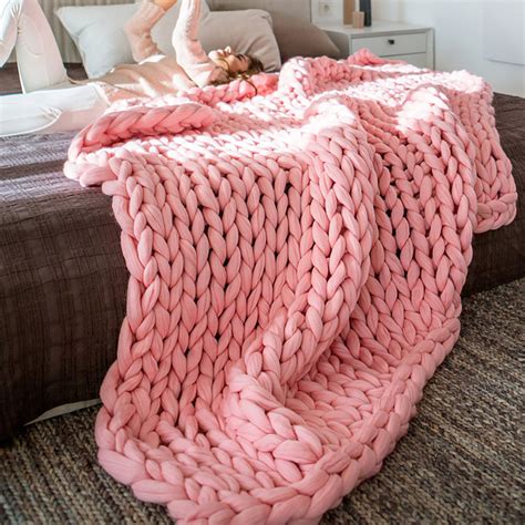 Chunky Knit Throw Blanket Handwoven Home Decor