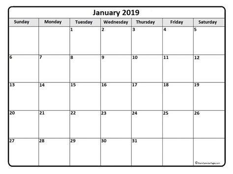 Awesome Free Printable Blank Monthly Calendar 2019 Free Printable
