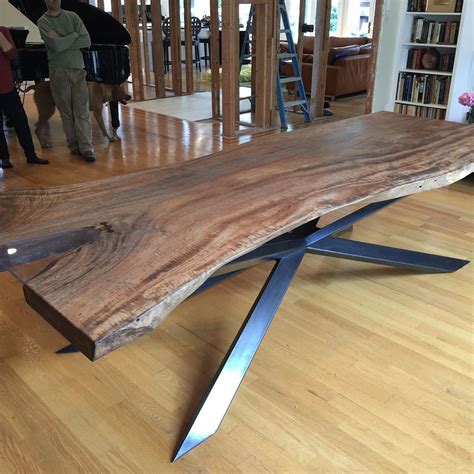 X base live edge table with glass insert. | Live edge wood table, Live edge table, Live edge 