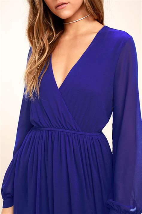 Lovely Royal Blue Dress Maxi Dress Long Sleeve Dress 7800