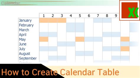 Calendar Table 1 How To Create Youtube