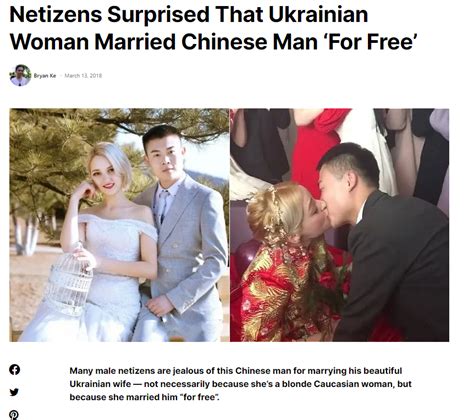 Netizens Surprised That Ukrainian Woman Married Chinese Man For Free Amwf Asian Male White