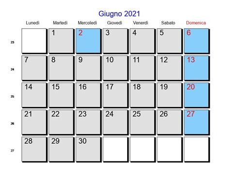 Gli italiani scelsero la repubblica. Calendario Giugno 2021 - Con festività e fasi lunari ...