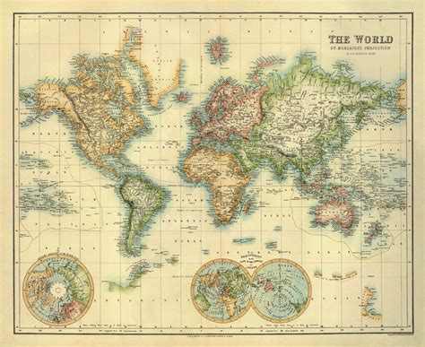 World Map Old Map Of The World Restored Wall Maps World Etsy Old