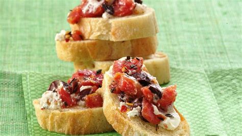 Spread cheese out on bread, top with roasted tomatoes, fresh basil, and a drizzle of balsamic reduction. Tomato-Goat Cheese Bruschetta - Life Made Delicious