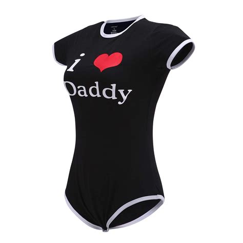 Adult Baby Onesie Diaper Lover ABDL Snap Crotch Romper Onesie Pajamas I Love Daddy Pattern