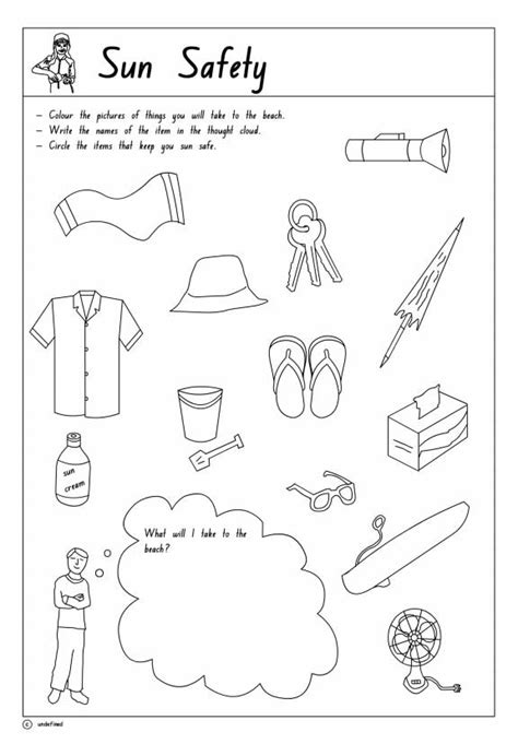 Sun Safety Printable 1 Health Safety And Citizenship Skills Online
