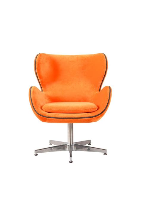 It is on a silver tone base with five legs. Orange Kapow Velvet Chair in 2019 | Brown leather recliner ...