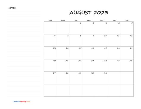 Blank Calendar Printable August 2023 Blank Printable Cloud Hot Girl