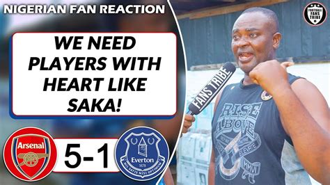 Arsenal 5 1 Everton Izu Nigerian Fan Reaction Premier League 2021 22