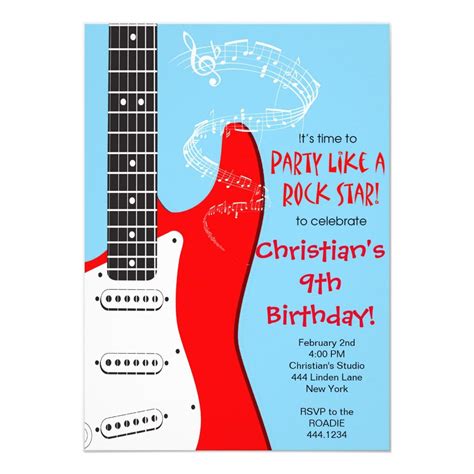 Rock Star Guitar Birthday Invitations Zazzle Birthday Invitations