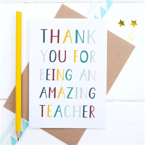 Thank You Teacher Card In 2021 Teacher Appreciation Cards Teacher