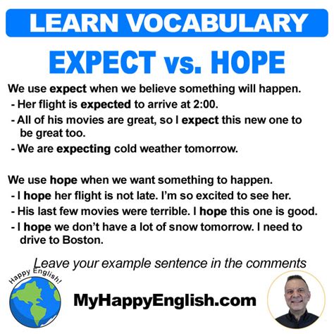 learn english vocabulary expect vs hope happy english free english lessons