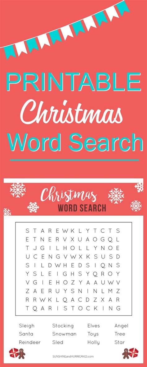 Christmas Word Search Free Printable For Kids Or