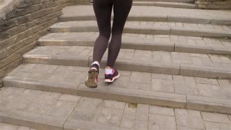 Fitness Woman Running Stairs City Stock Video Lzf