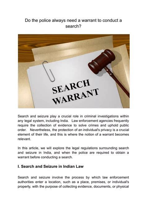 Ppt Do The Police Always Need A Warrant To Conduct A Search