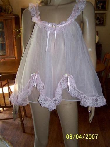 Vintage See Through Nightgown Vintage Double Layer Chiffon Lace Babydoll Nightgown LG Grande