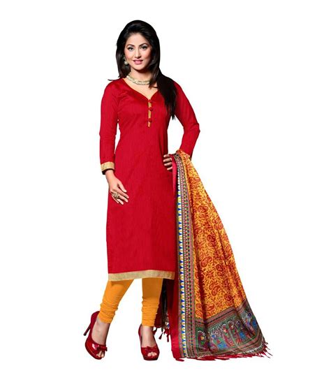 We Desi Red Silk Unstitched Dress Material Buy We Desi Red Silk