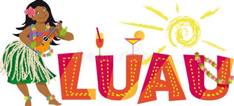 Luau banner. Luau party banner with a hula dancer, playing ukulele, EPS