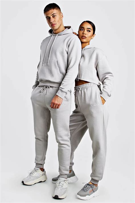 His Boxy Fit Hooded Tracksuit With Embroidery Boohoo In 2020 Cute