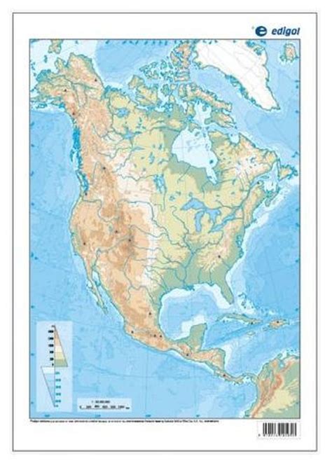 Mapa mudo America del Norte físico color hojas Edigol Ediciones AH H latiendadelmaestro