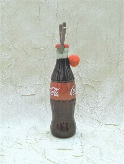 Coca Cola Bottle W Reindeer Antlers Red Nose Christmas Holiday
