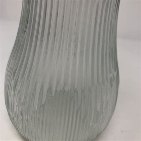 Vintage Large Hoosier Clear Fluted Glass Vase B On Bottom