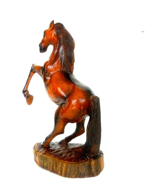 Wood Carving Horse Hand Carved Horse Natural Teak Wood Wild Etsy